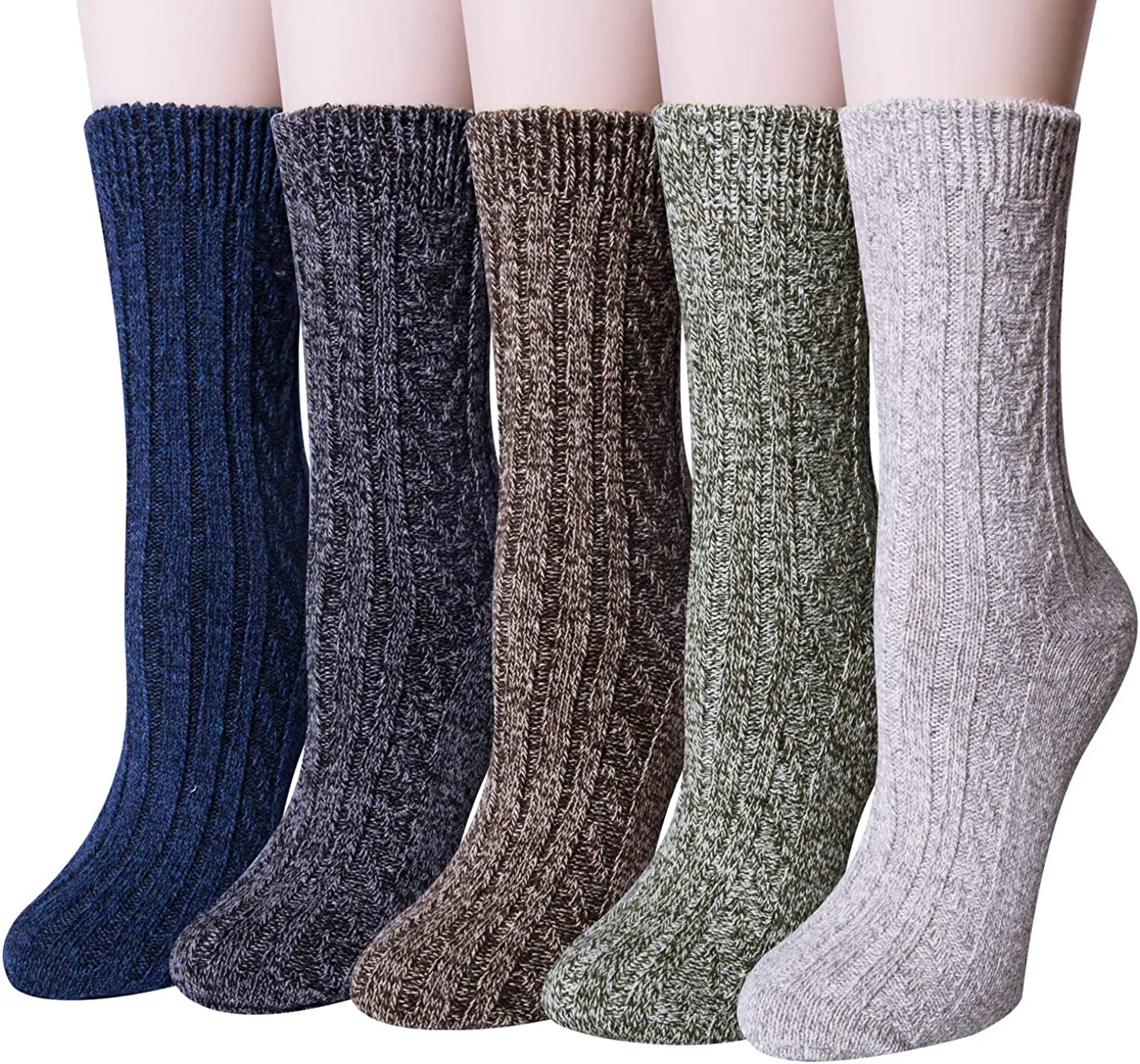 5 Pairs Winter Merino Wool Socks for Women Thick Cozy Socks Knit Warm Socks for Women Christmas Gifts