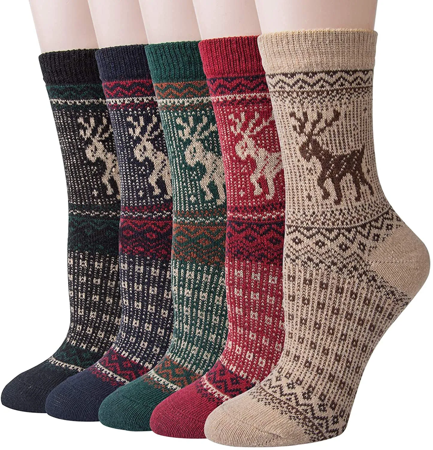 5 Pairs Winter Merino Wool Socks for Women Thick Cozy Socks Knit Warm Socks for Women Christmas Gifts