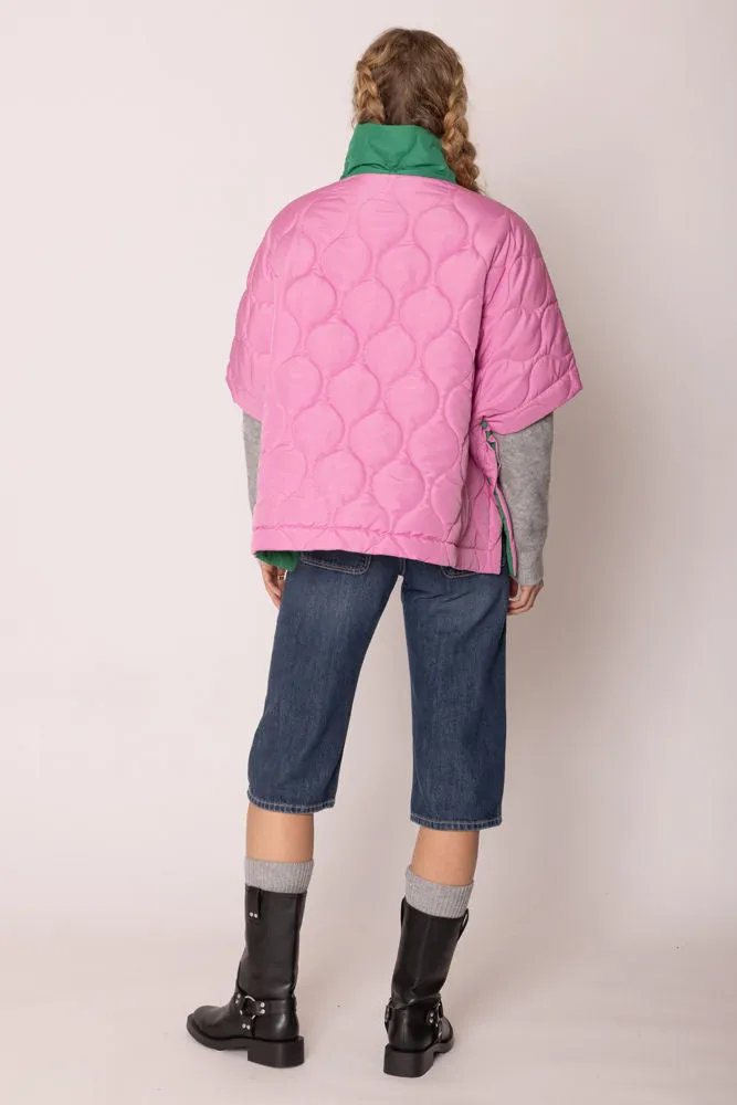 AKA Alpha Kappa Alpha Inspired Jacket Sorority Quilted Puffer Pink and Green Poncho