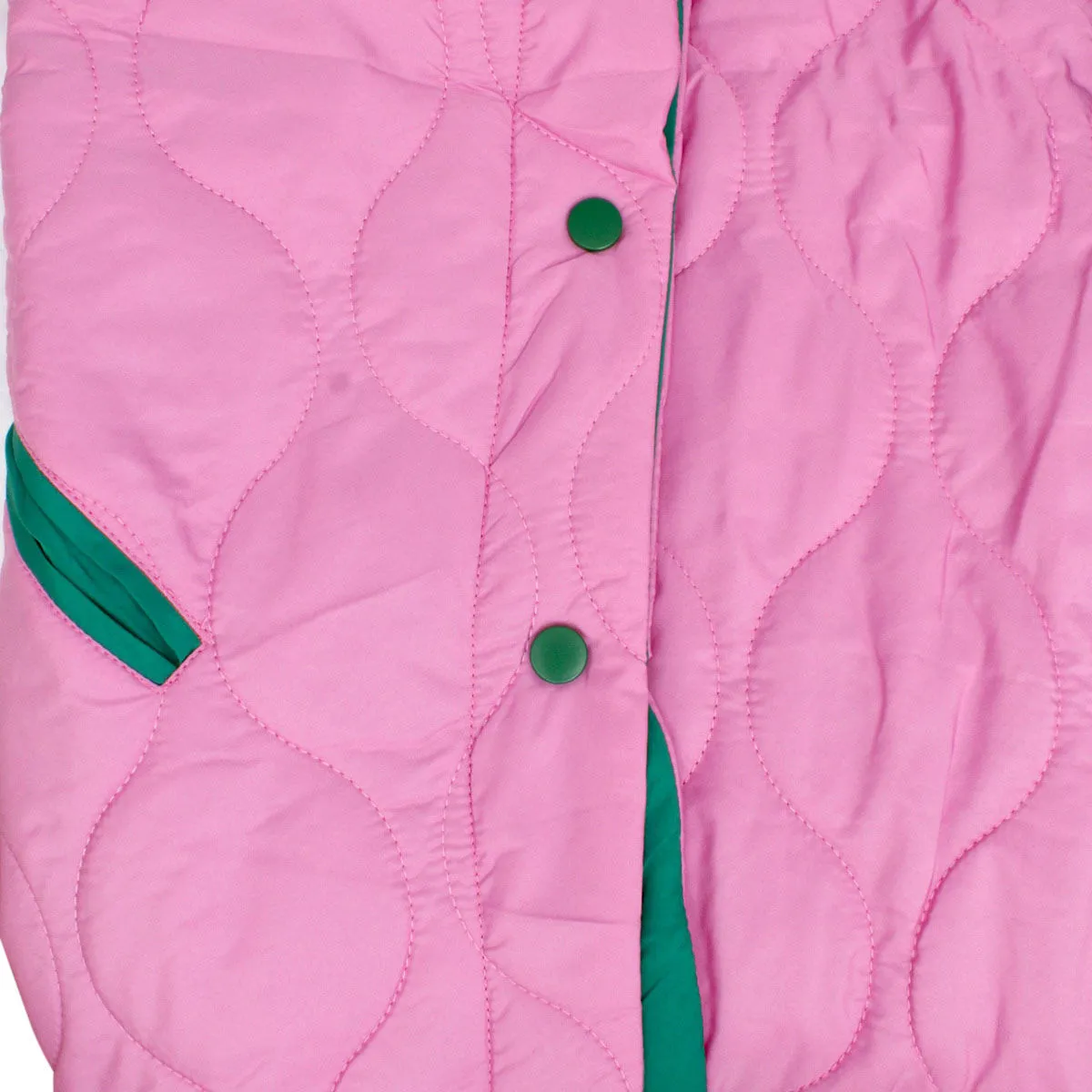 AKA Alpha Kappa Alpha Inspired Jacket Sorority Quilted Puffer Pink and Green Poncho