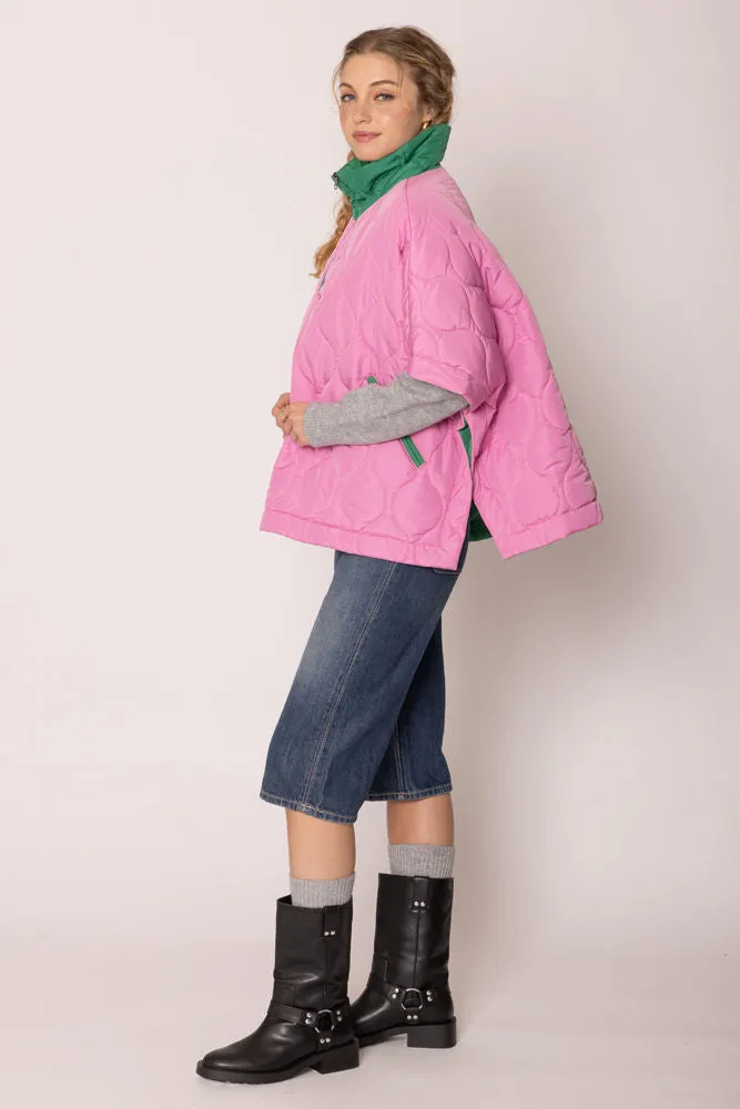 AKA Alpha Kappa Alpha Inspired Jacket Sorority Quilted Puffer Pink and Green Poncho