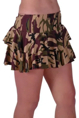 Annie Ruffle Camouflage Mini Skirt