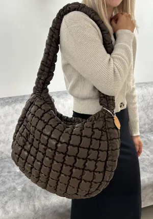 APPLE Brown Quilted Shoulder Bag