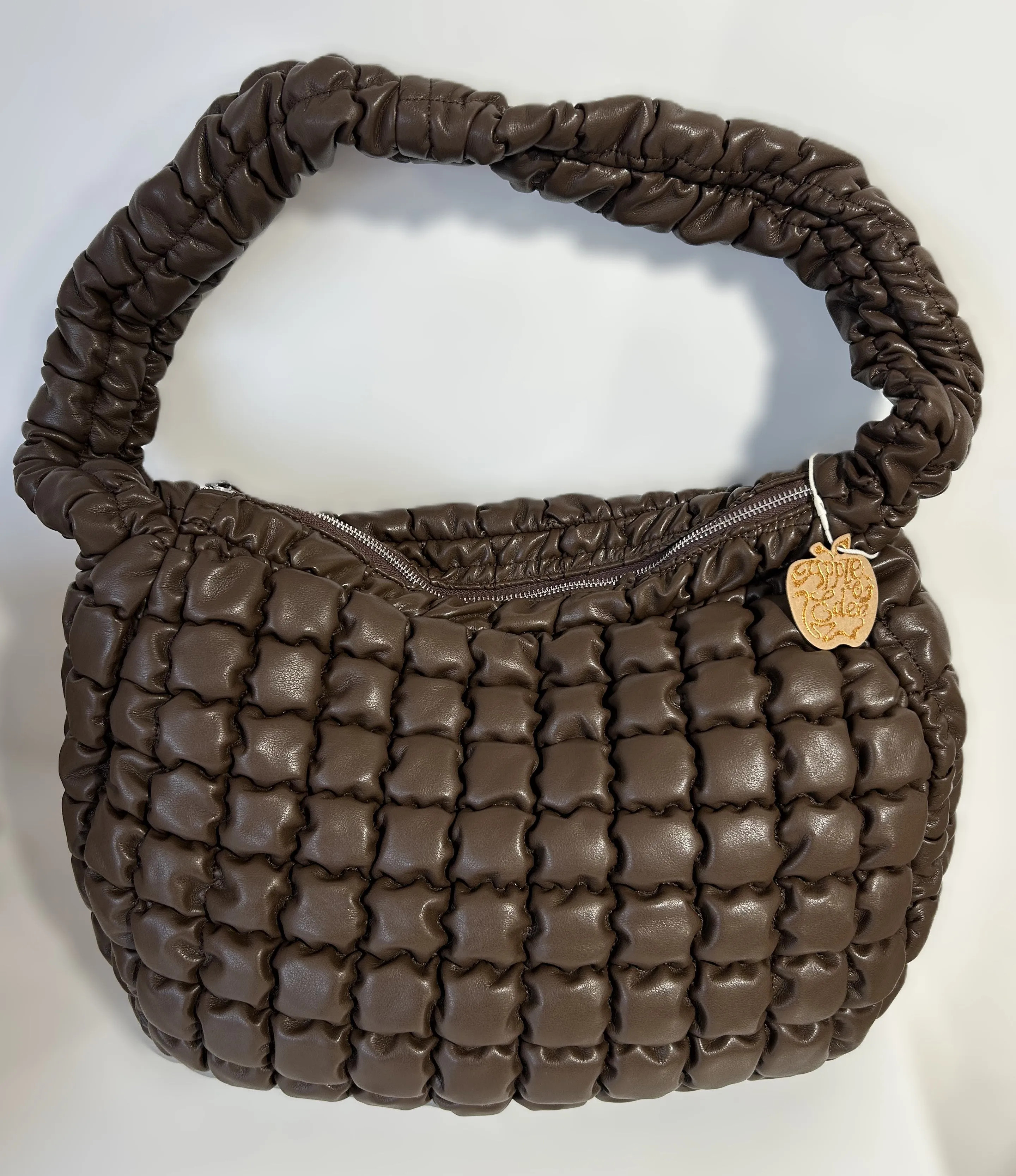 APPLE Brown Quilted Shoulder Bag