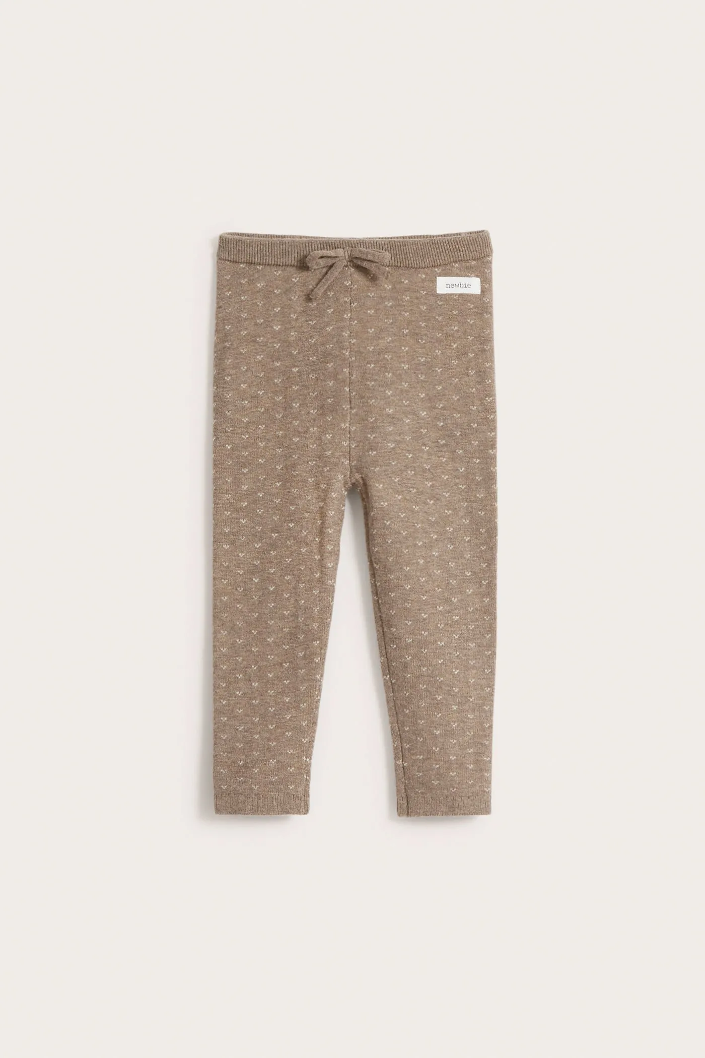 Baby brown pattern-knit leggings