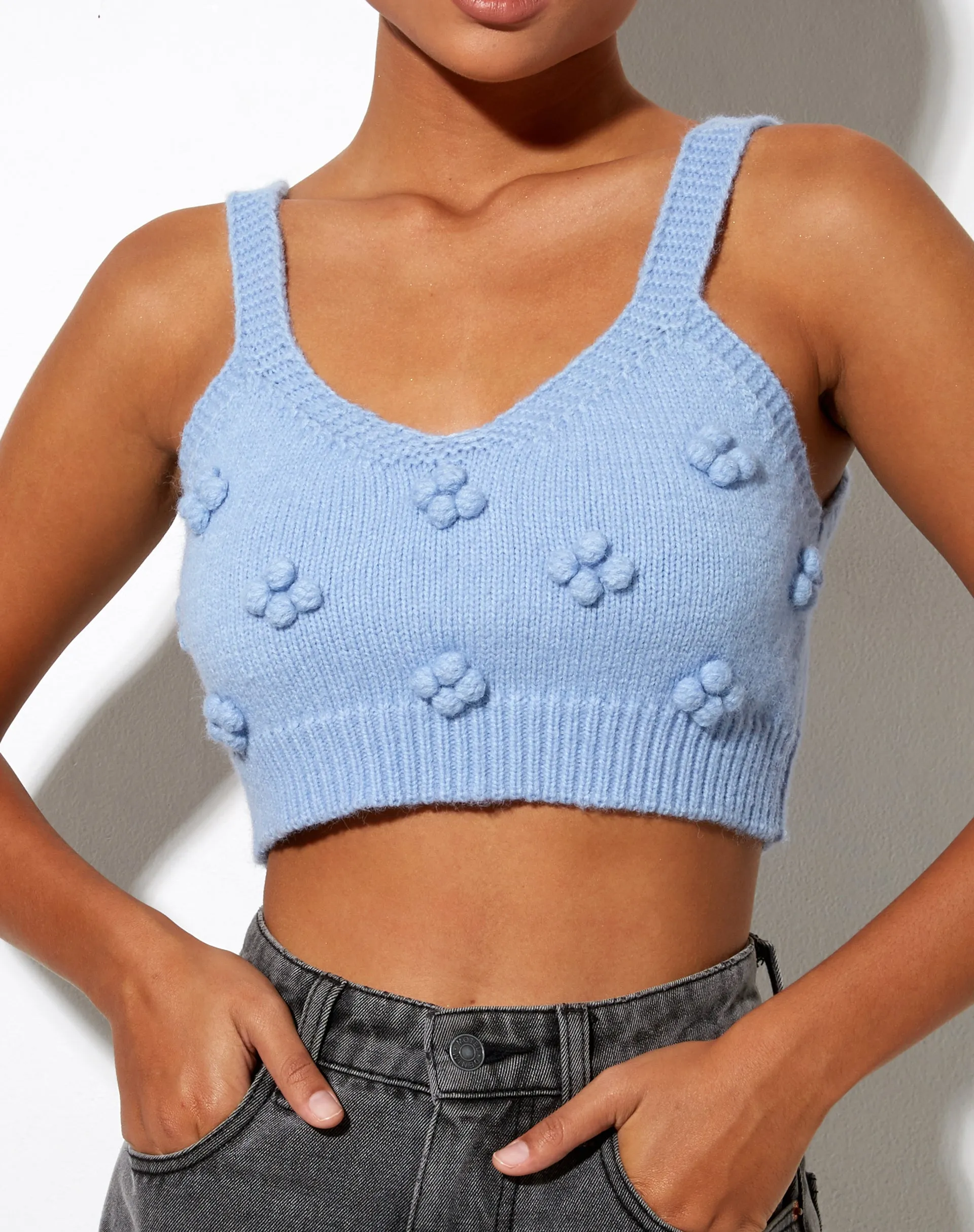 Birra Crop Top in Baby Blue