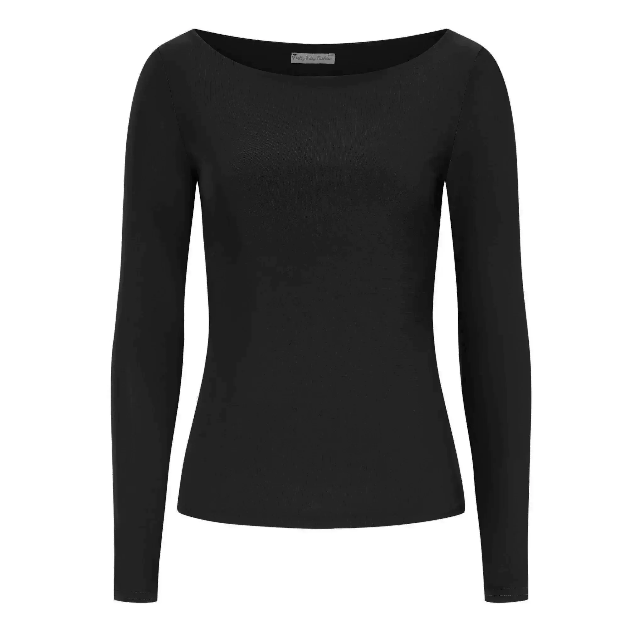 Black Soft Touch Long Sleeve Round Neck Top