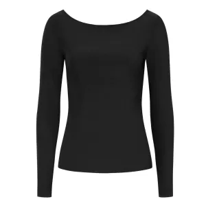 Black Soft Touch Long Sleeve Round Neck Top