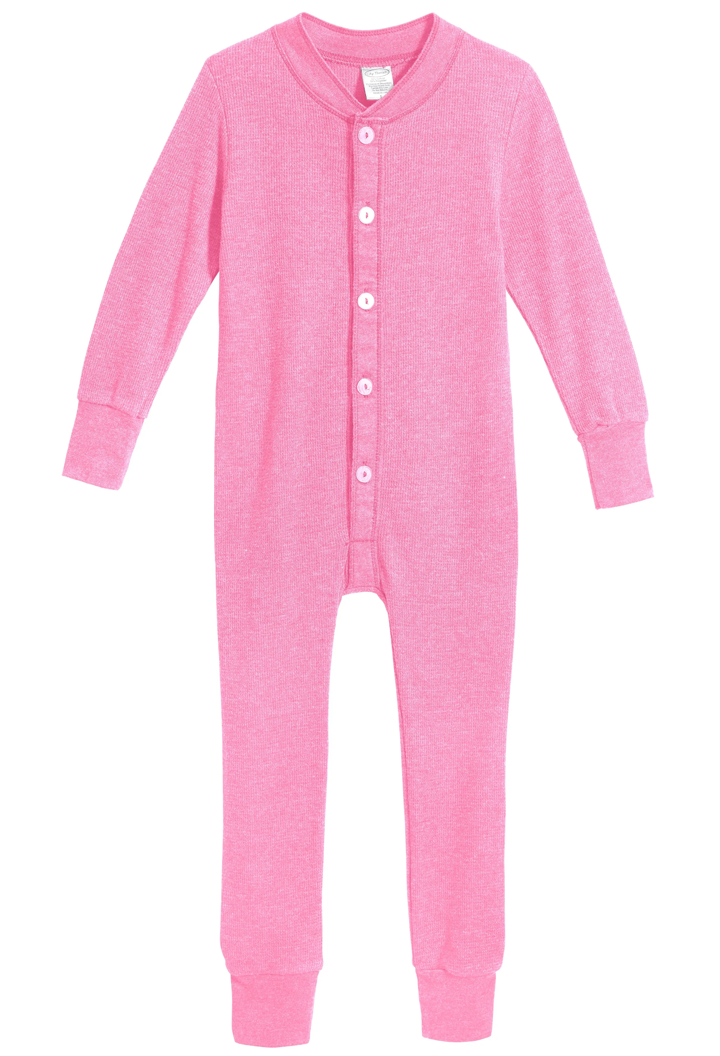 Boys and Girls Soft & Cozy Thermal One- Piece Union Suit  | Medium Pink