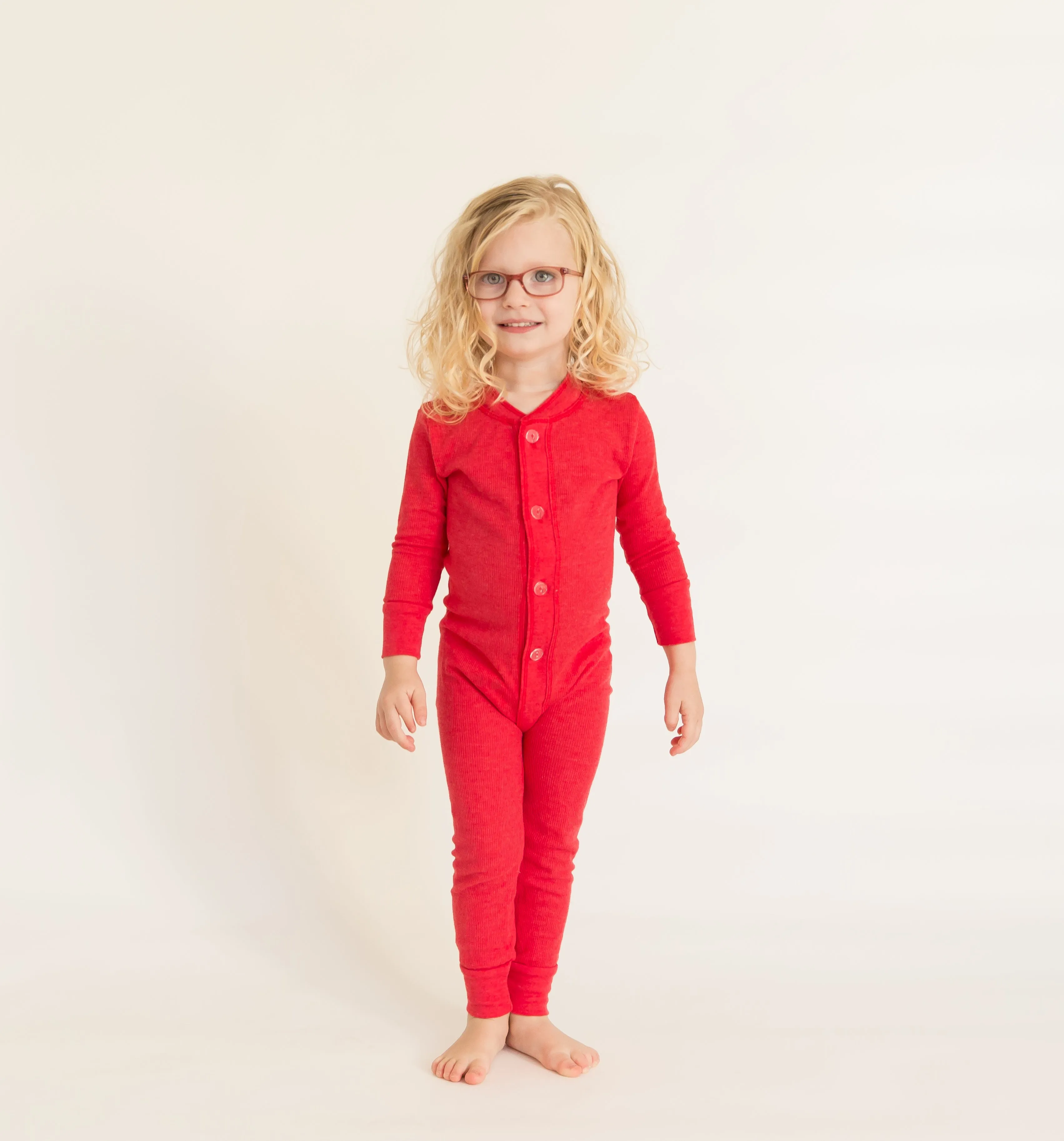 Boys and Girls Soft & Cozy Thermal One- Piece Union Suit  | Red