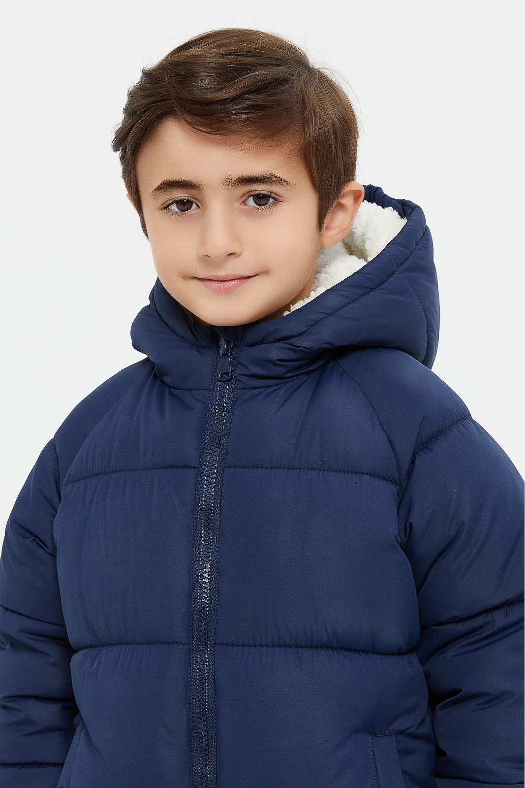 Boys Navy Puffer Jacket