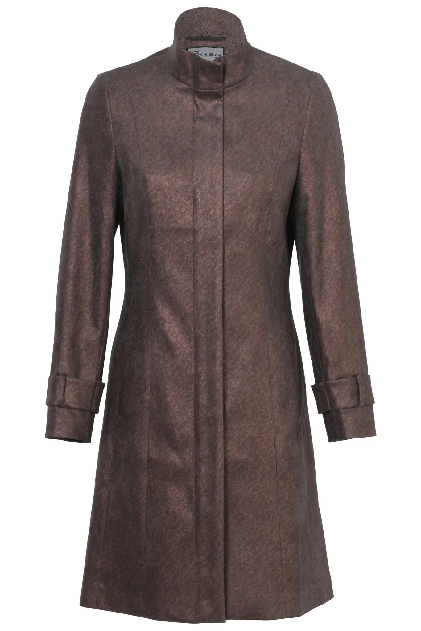 Busy Clothing Womens Brown 3/4 Stretch Trench Coat Mac