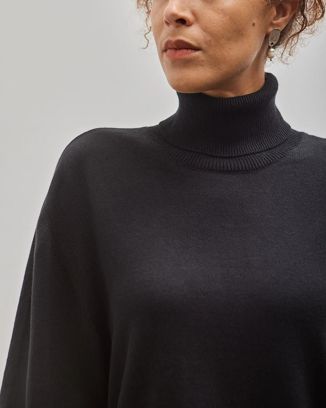 Cordera Cotton & Cashmere Turtleneck Sweater, Black