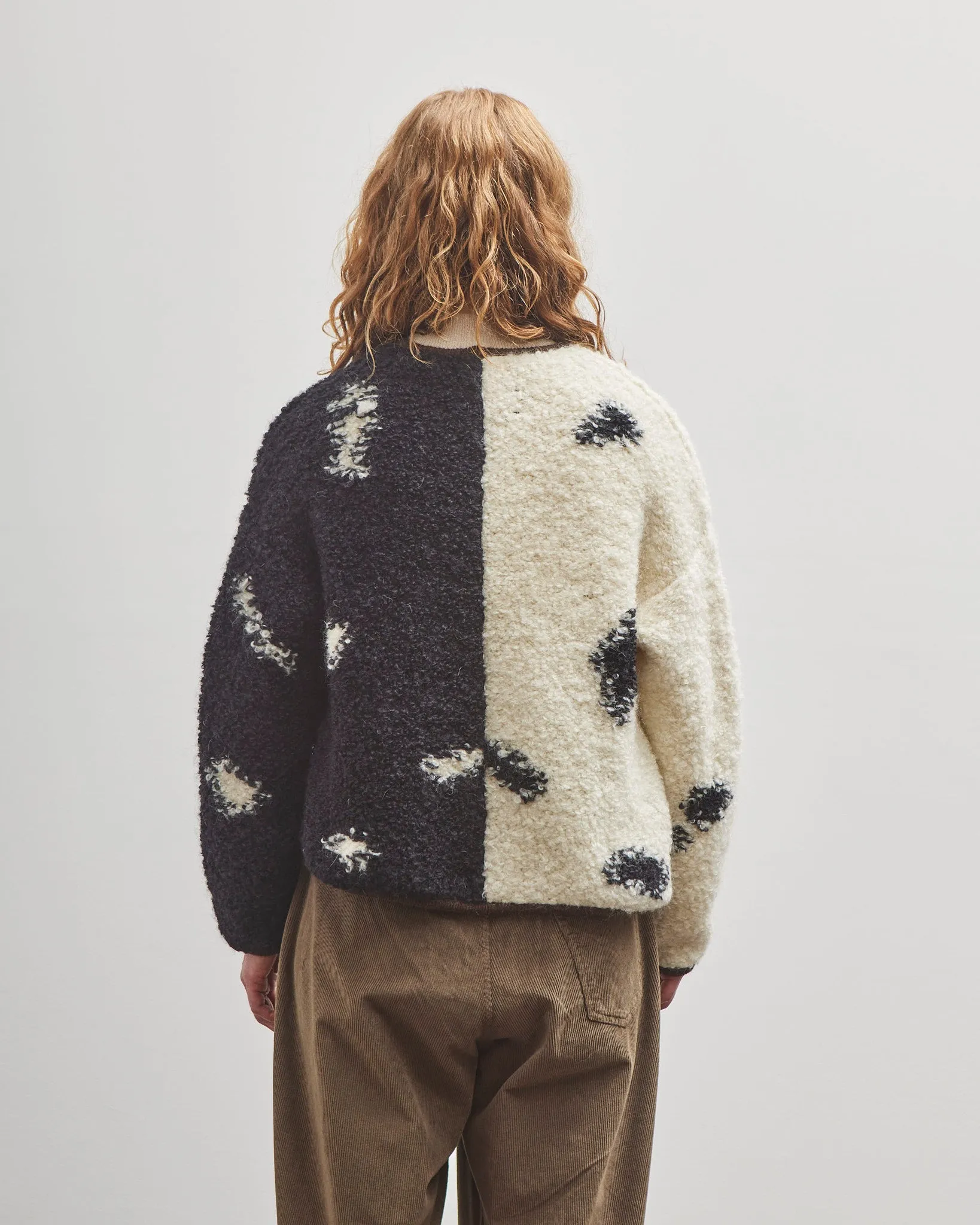 Cordera Wool & Mohair Blotch Cardigan, Off-White / Black