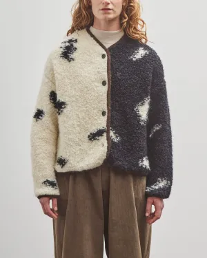 Cordera Wool & Mohair Blotch Cardigan, Off-White / Black