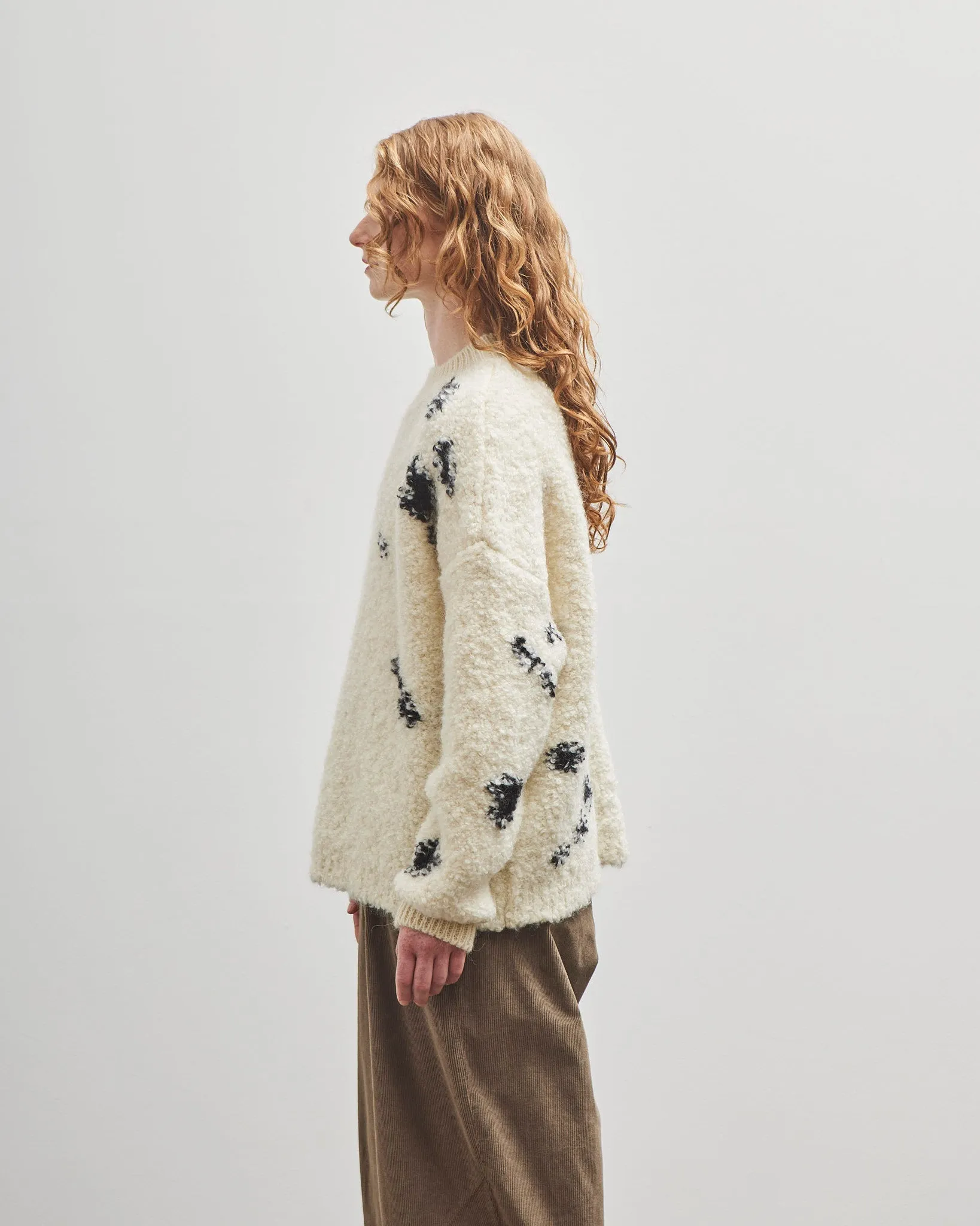 Cordera Wool & Mohair Blotch Sweater, Off-White