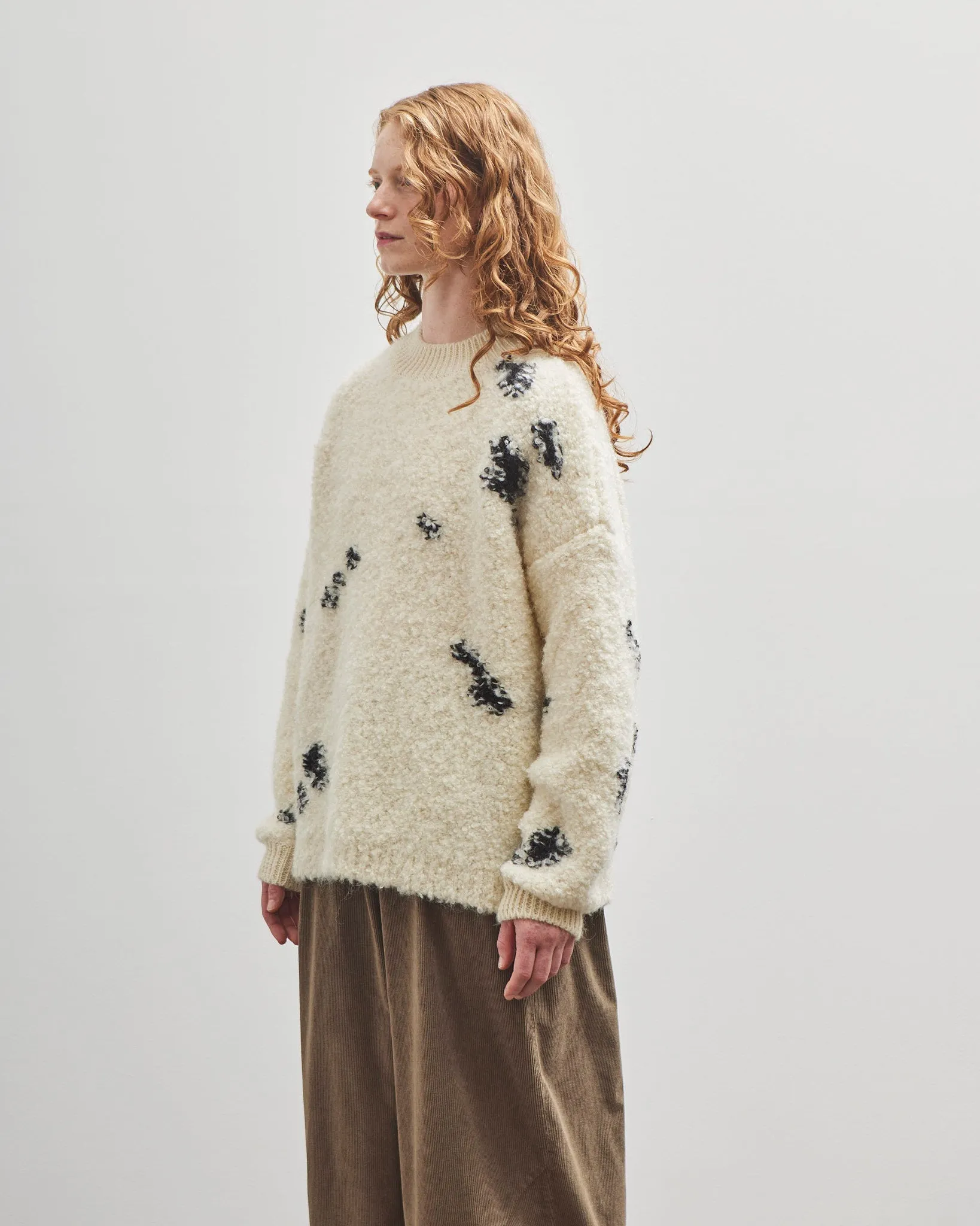 Cordera Wool & Mohair Blotch Sweater, Off-White