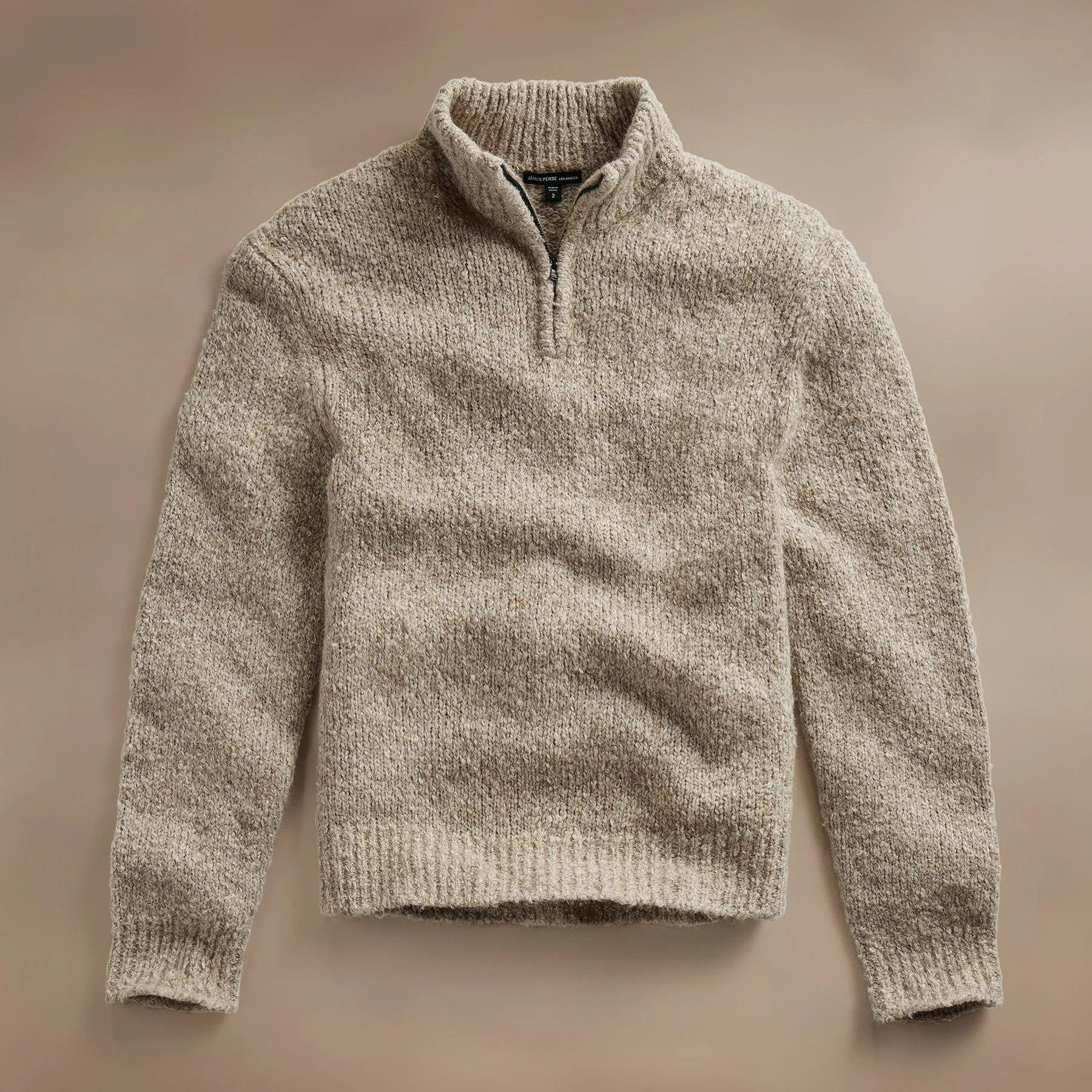 Cotton Wool Blend Chunky Half Zip - Stone