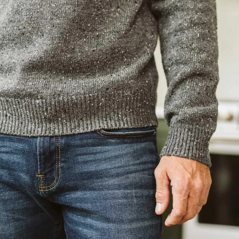 Crewneck Wool Sweater | Charcoal Gray Fleck