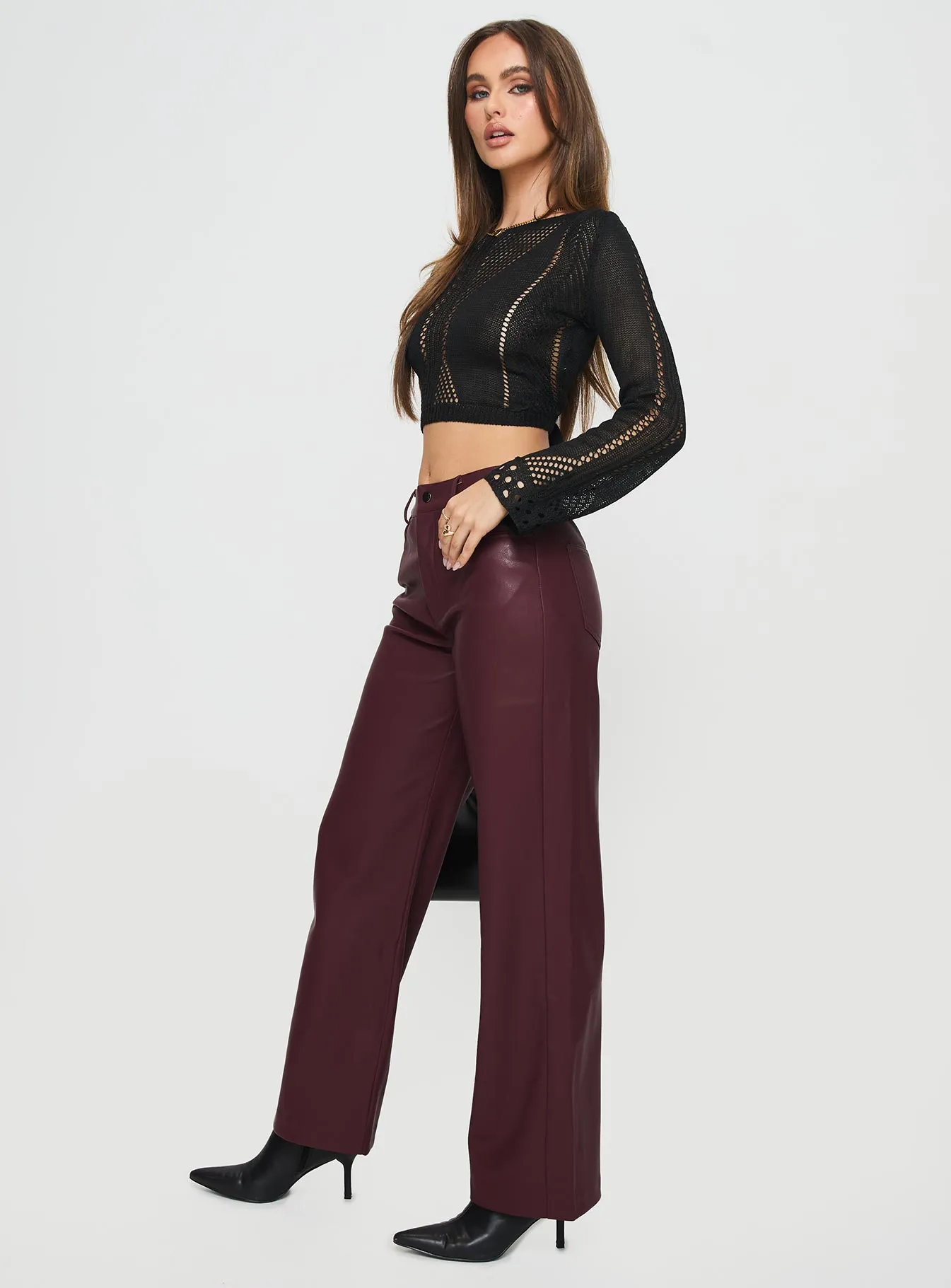 Dempsey Faux Leather Pants Deep Cherry