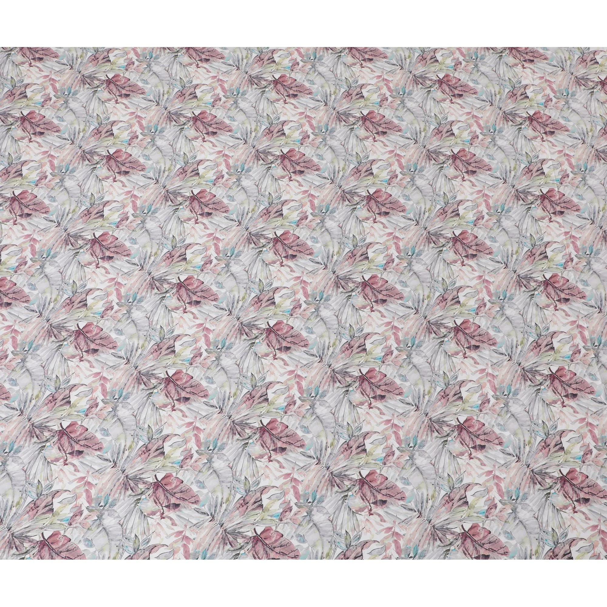 Ethereal White with Abstract Floral Cotton Satin Fabric, 110 cm Width-20071