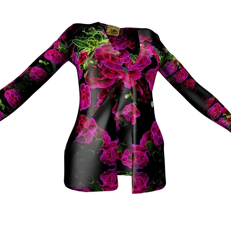 Floral Embosses: Roses 02-01 Ladies Designer Drop Pocket Cardigan