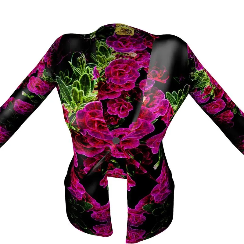 Floral Embosses: Roses 02-01 Ladies Designer Drop Pocket Cardigan