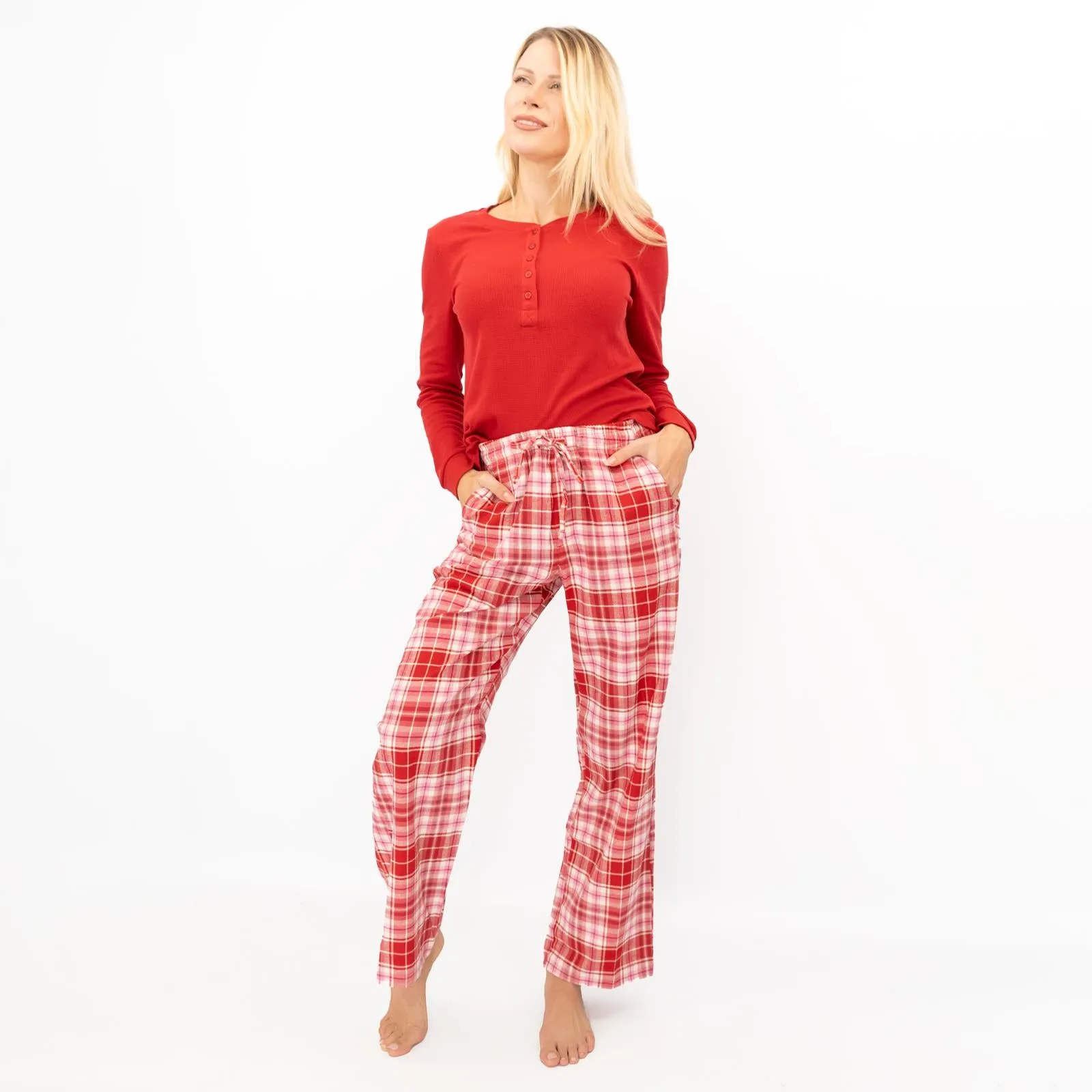 GAP Womens Flannel Sleep Set Pyjamas Red