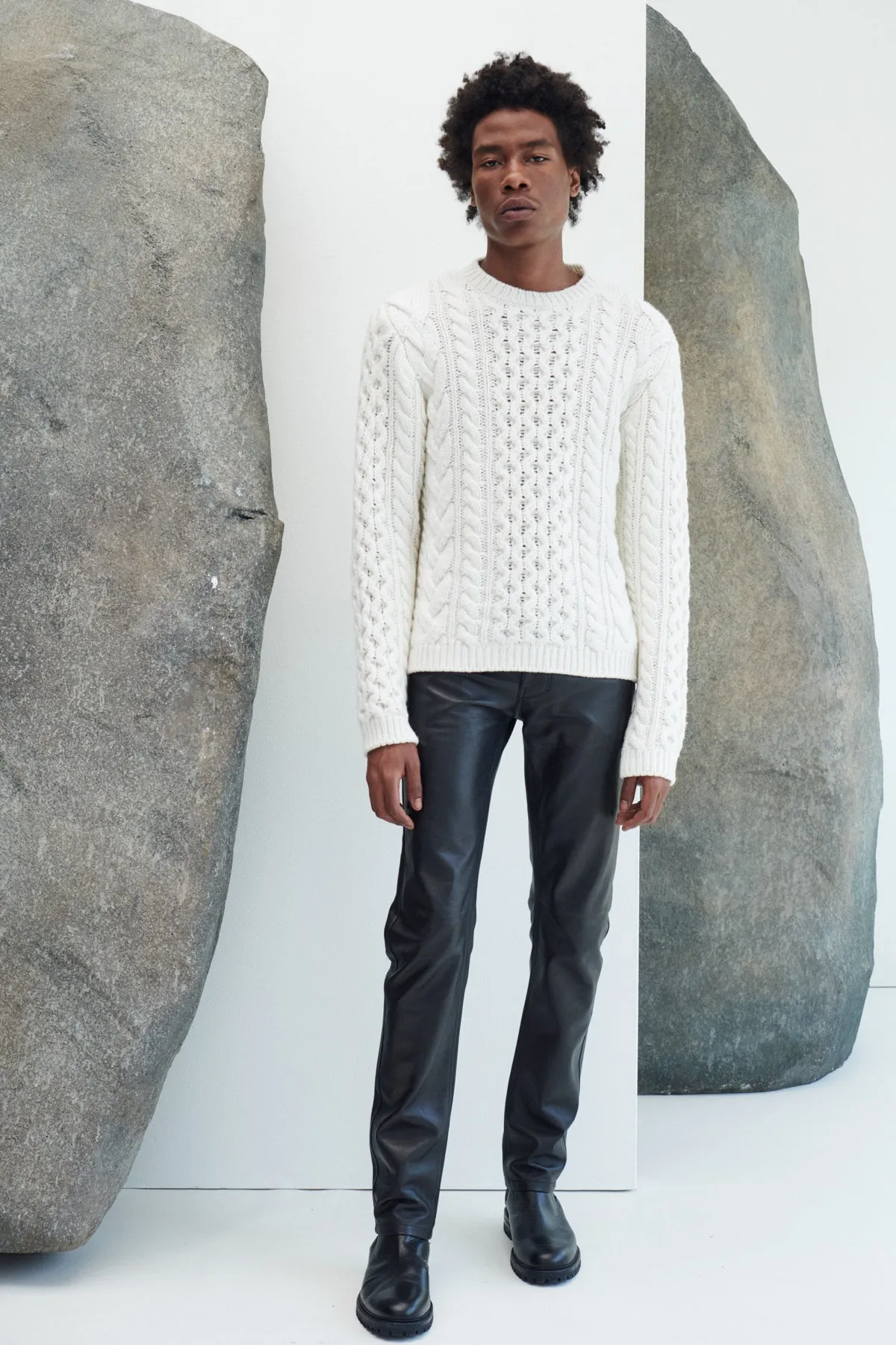 Geoffrey Knit Sweater in Ivory Cashmere