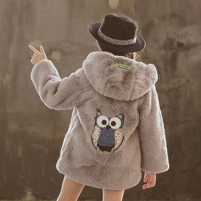 Girl's Faux Fur Thickened Thermal Coat