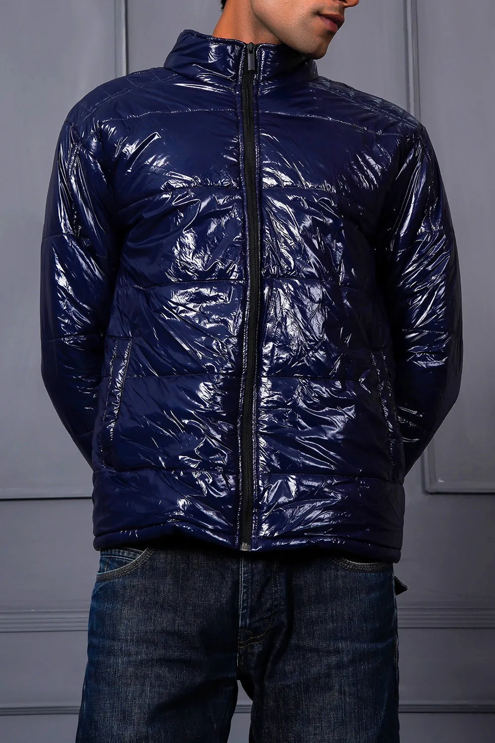 Glossy Blue Puffer Jacket