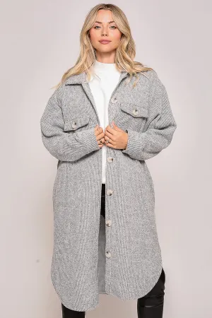 H Grey Soft And Cozy Oversized Waffle Jacket