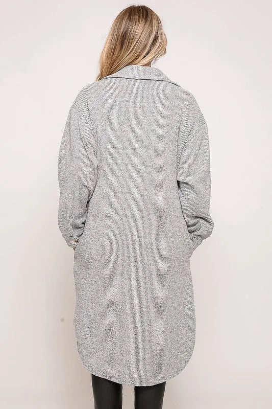 H Grey Soft And Cozy Oversized Waffle Jacket