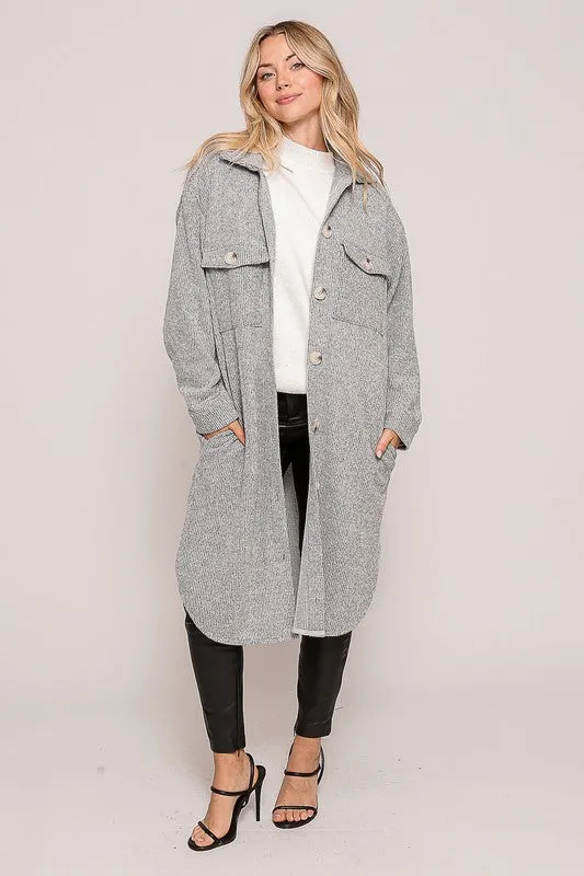 H Grey Soft And Cozy Oversized Waffle Jacket