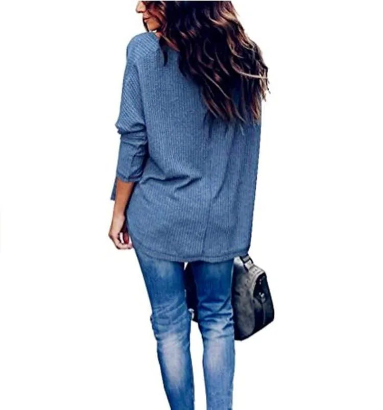 Haute Edition Slouchy Waffle Knit V-Neck Long Sleeve Tee