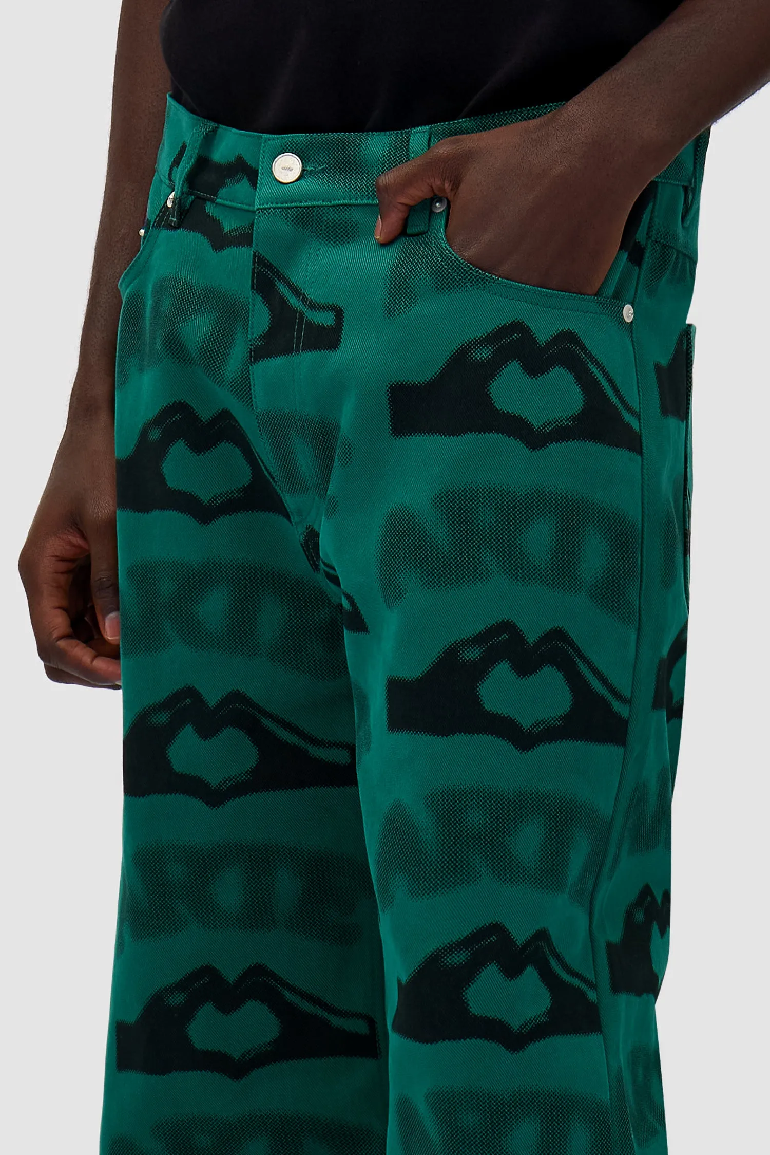 Heart Printed Pants - Green