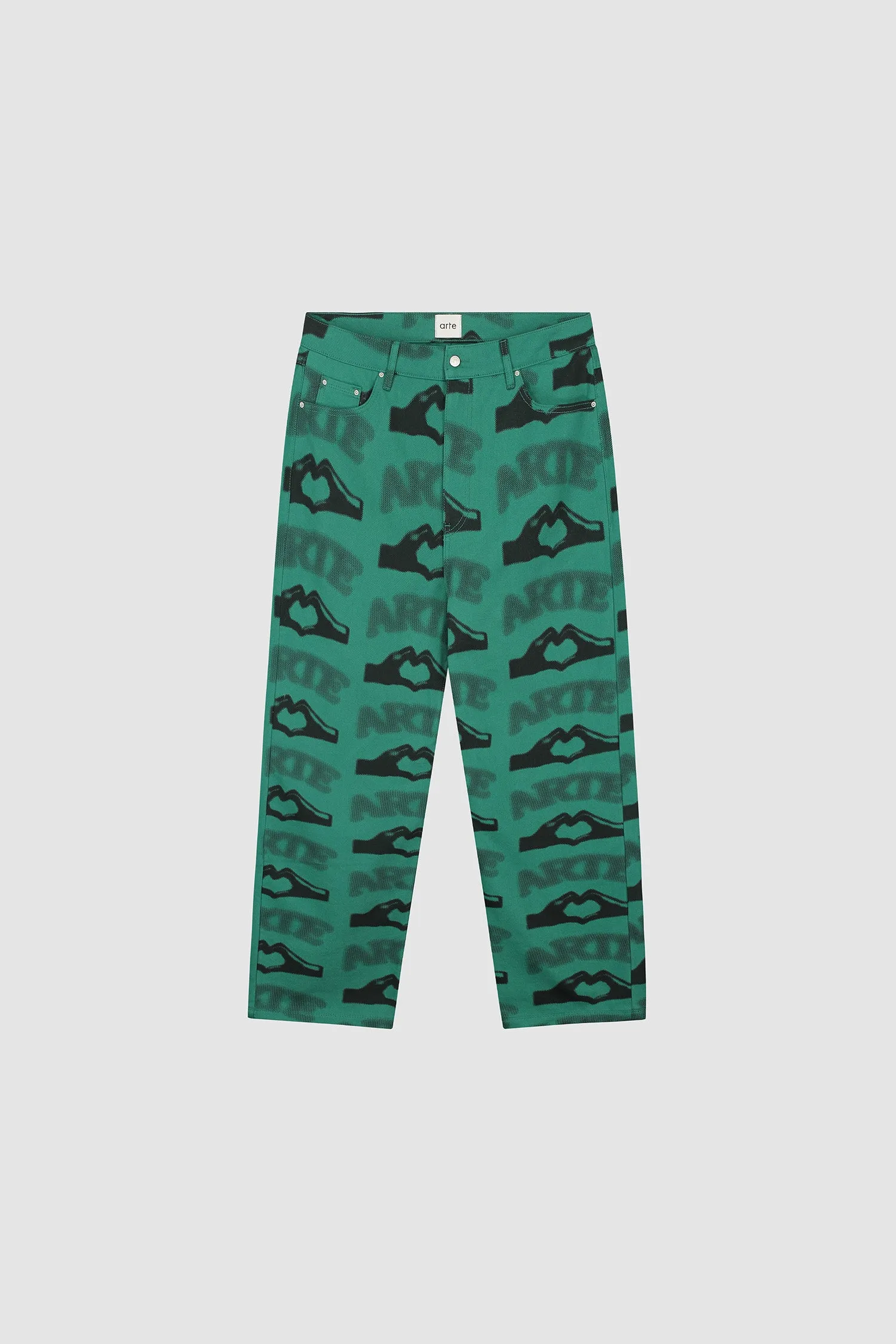 Heart Printed Pants - Green