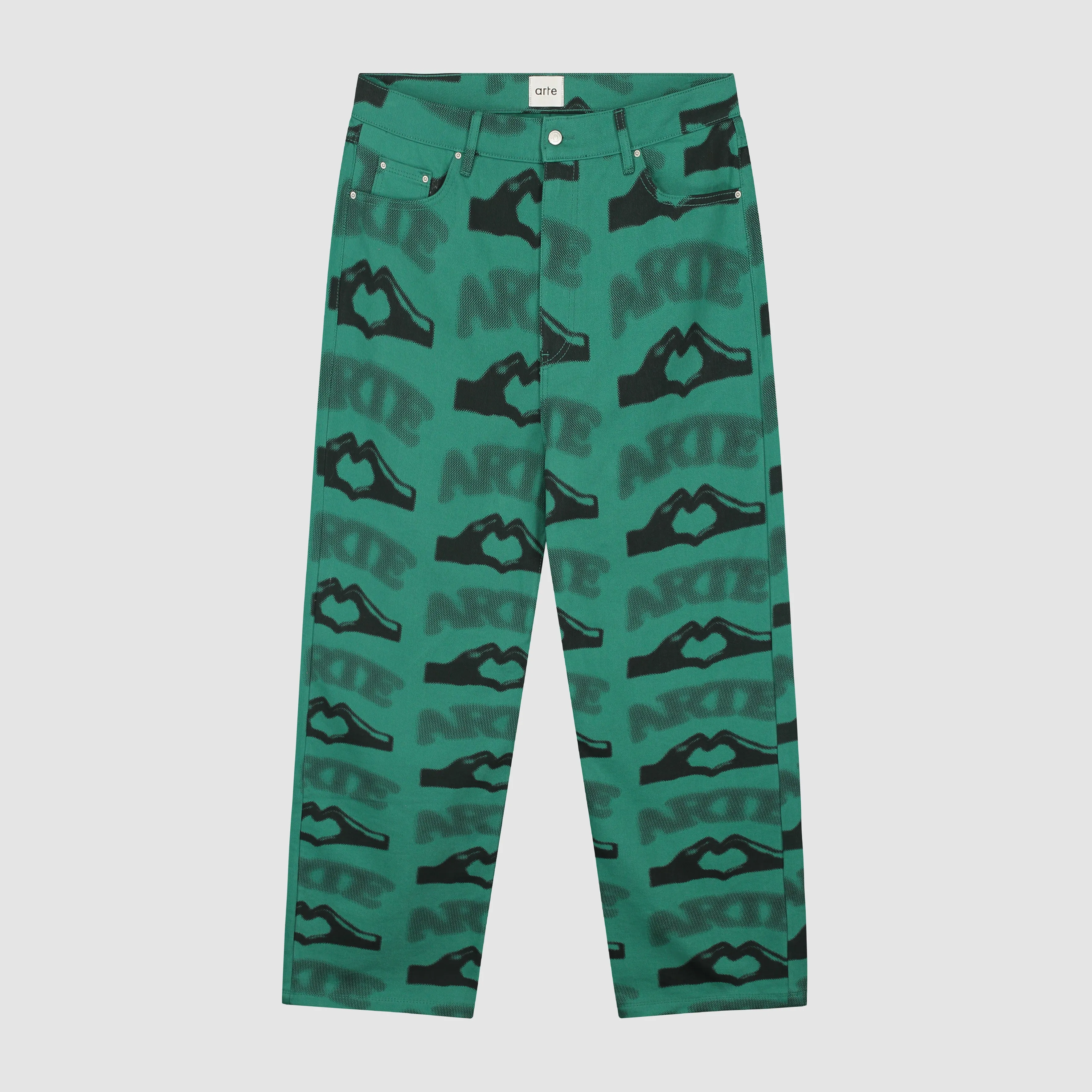 Heart Printed Pants - Green