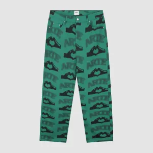 Heart Printed Pants - Green