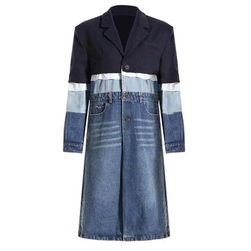 HEYFANCYSTYLE Refined Classic Denim Trench Coat