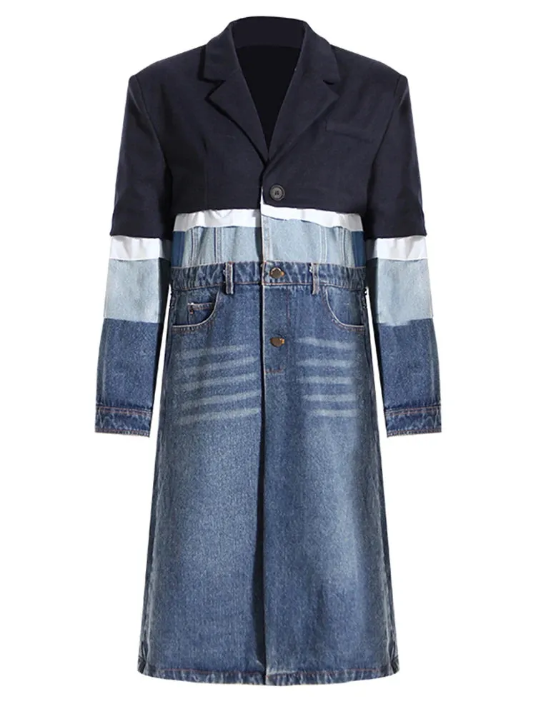 HEYFANCYSTYLE Refined Classic Denim Trench Coat