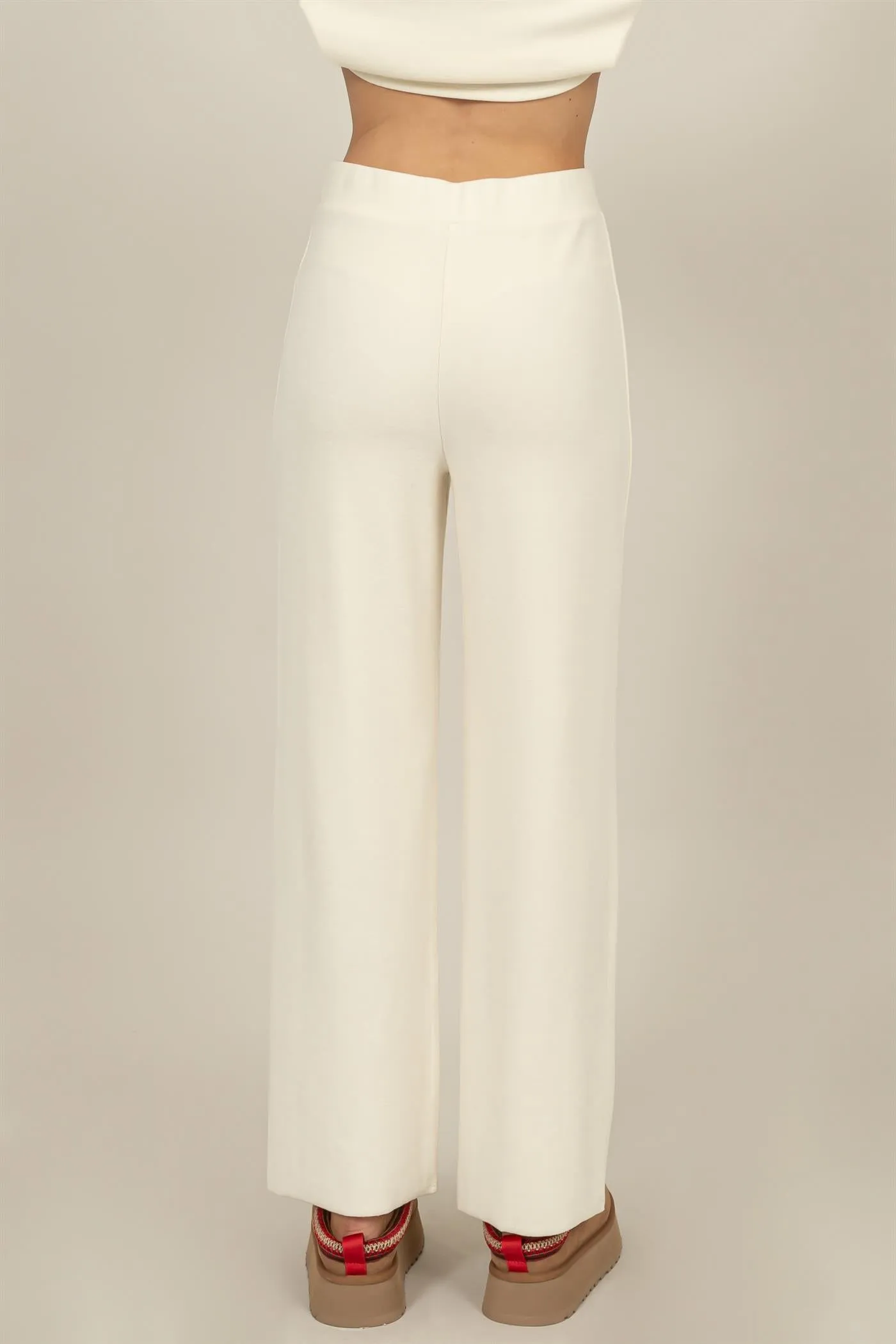 HF24F490-RELAXED RIB KNIT WIDE-LEG PANTS