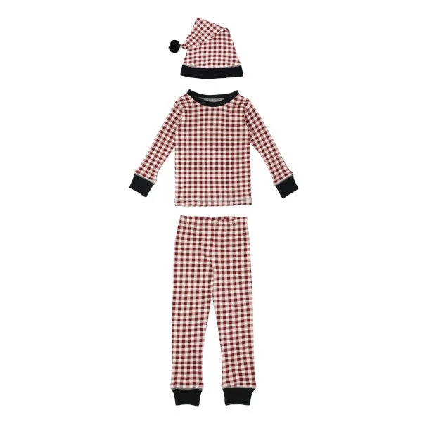 Holiday PJ & Cap Set, Crimson Plaid