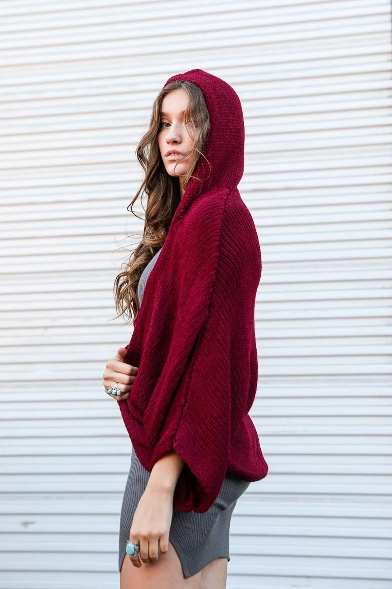 Hooded Rib Knit Cardigan