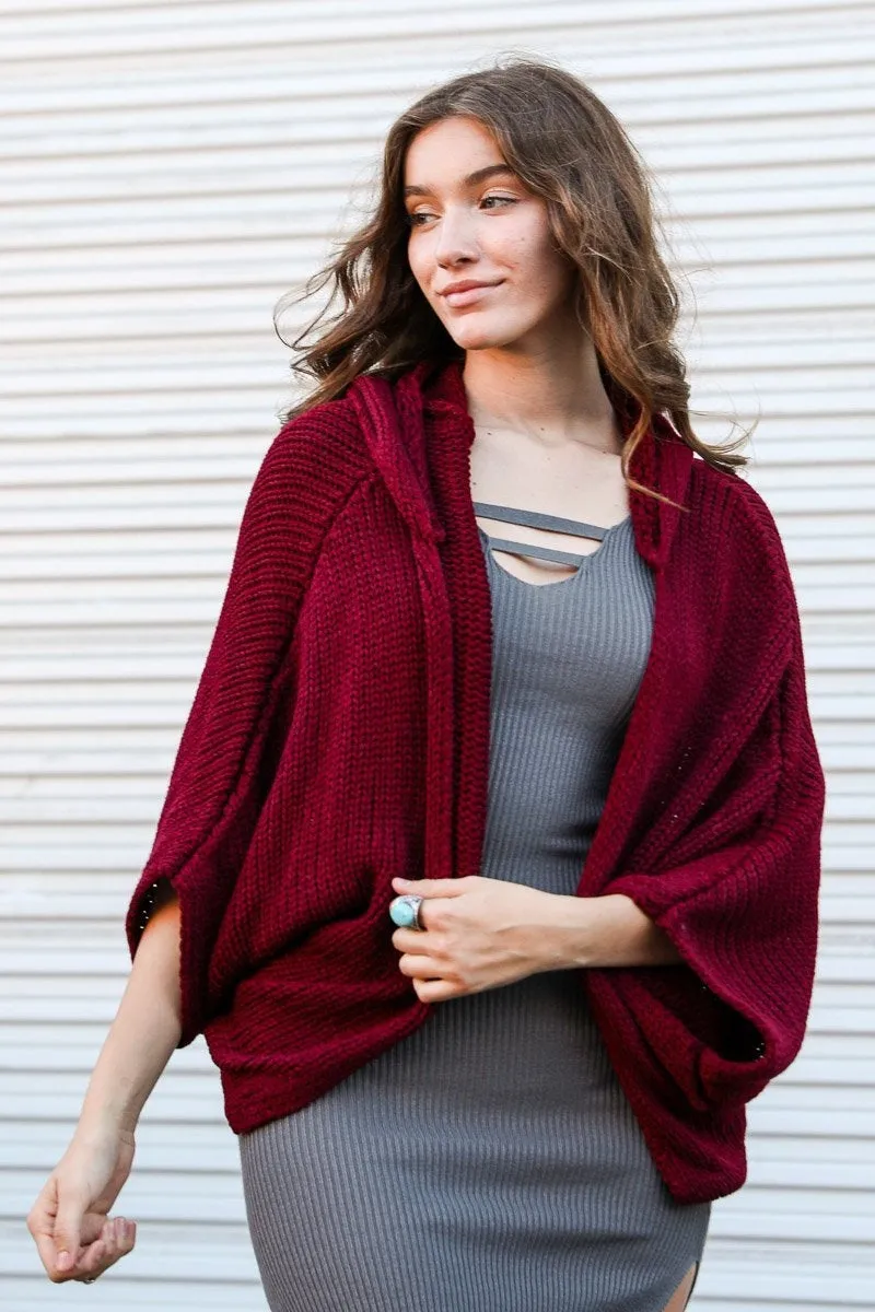 Hooded Rib Knit Cardigan