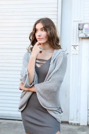 Hooded Rib Knit Cardigan