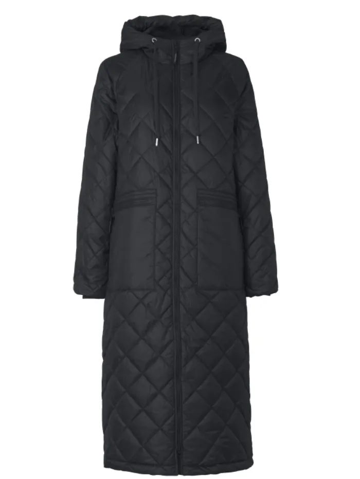 Ilse Jacobsen Black Padded Long Coat 10 AERIAL01 001