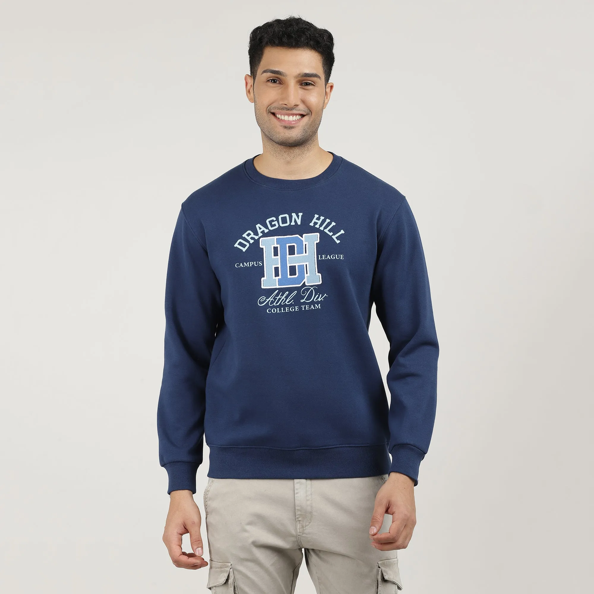 Indigo Graphic Round Neck Sweatshirt