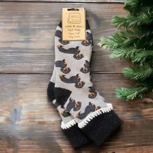 Jess & Lou Cozy Cuff Socks - Delightful Dachshund Black