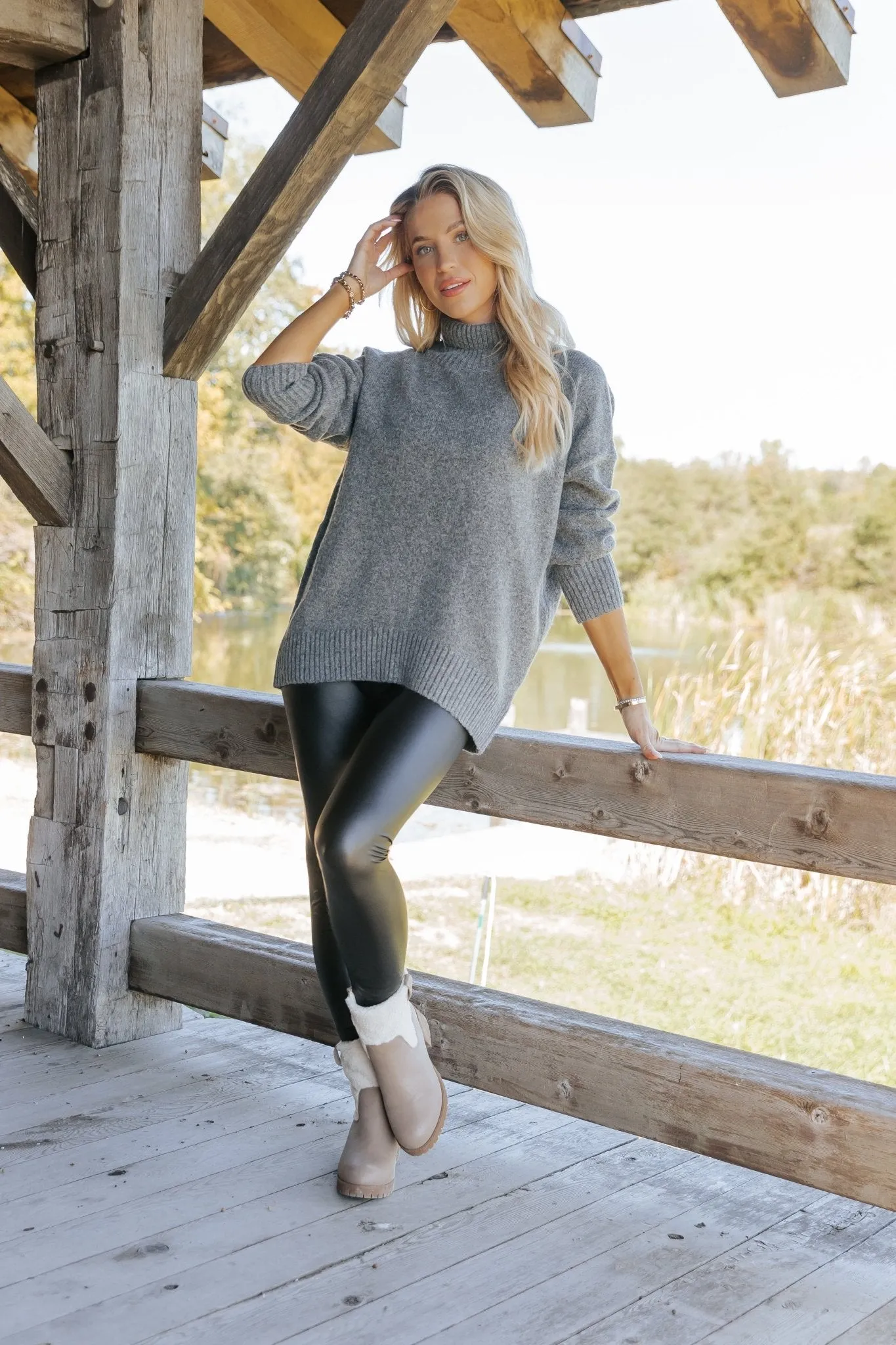 Joanna Brushed Turtleneck Sweater - Charcoal - FINAL SALE